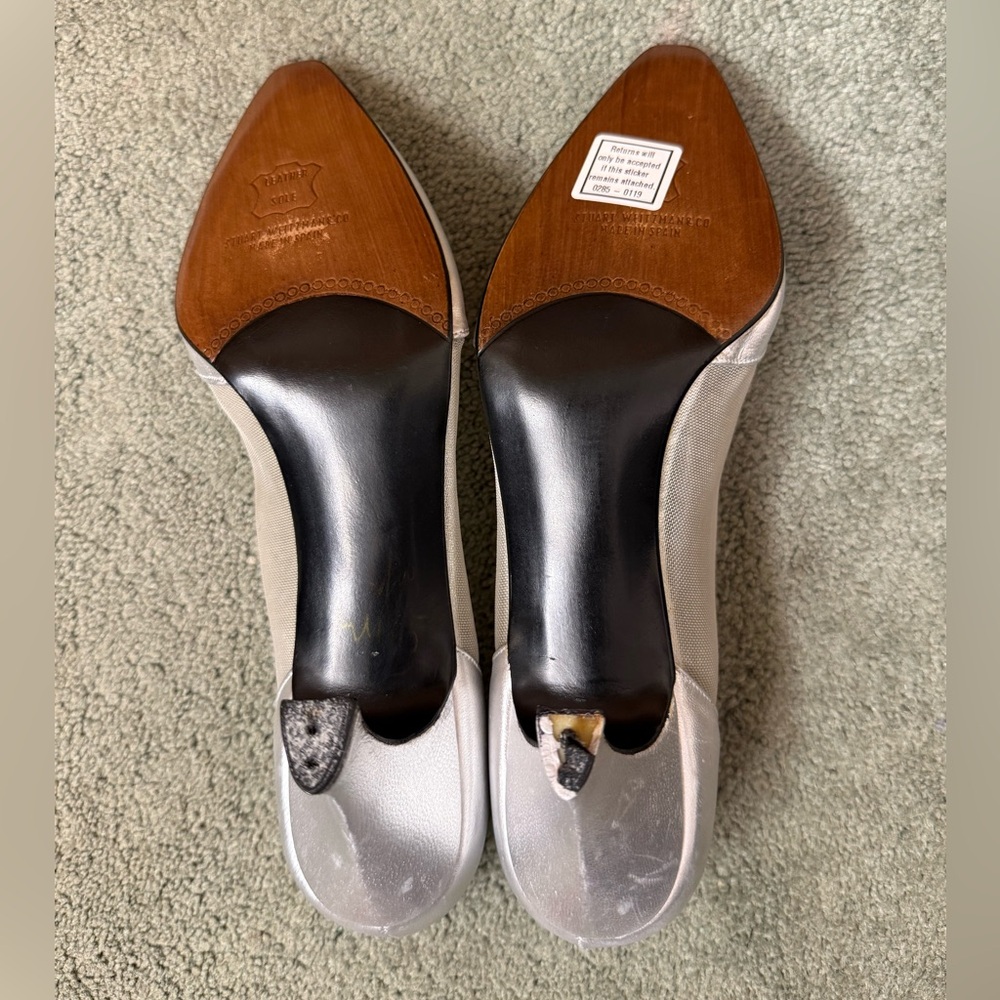 Stuart Weitzman Silver Metallic Pointed-Toe Pumps… - image 6